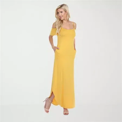 White Mark Womens Short Sleeve Sundress In Yellow