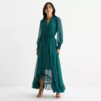 Sam & Jess Womens Long Sleeve Maxi Dress In Green