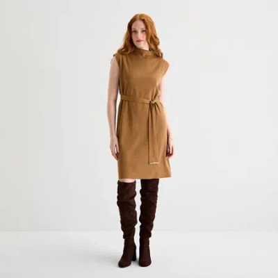 Isabel & Nina Womens Sleeveless Sweater Dress In Brown