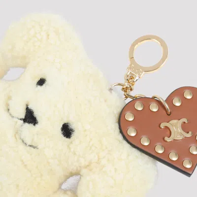 Celine Triomphe Pom Pom Key Ring Women In Yellow