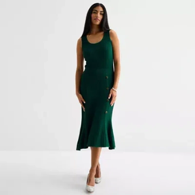 Studio 1 Womens Sleeveless Midi Sweater Dress In Green