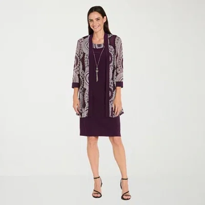 R & M Richards Womens Circles Jacket Dress With Removable Necklace In Multi