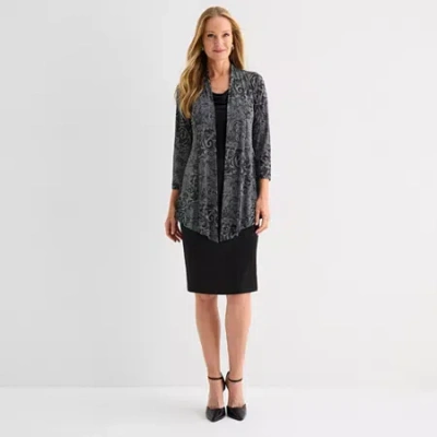 Connected Apparel Womens Scroll Faux-jacket Dress In Gray