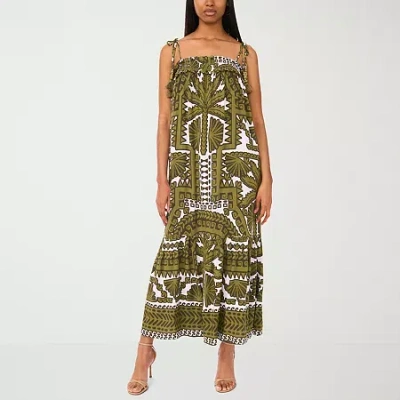 Sam & Jess Womens Sleeveless Floral Maxi Dress In Green