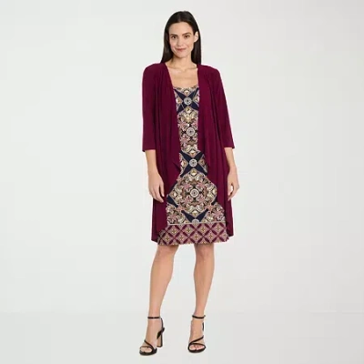 R & M Richards Womens Petite Jacket Dress In Multi