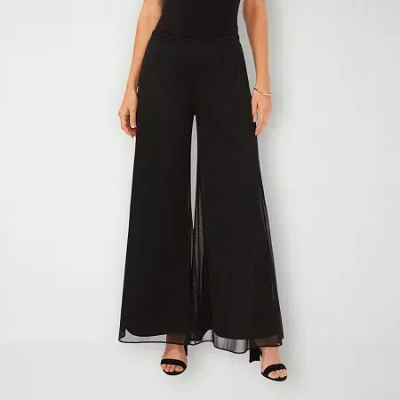 Msk Womens Mid Rise Wide Leg Palazzo Pant In Black