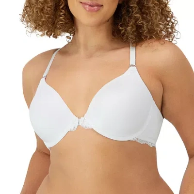 Maidenform One Fab Fit Full-coverage Racerback Front Closure Underwire Bra 07112 In White