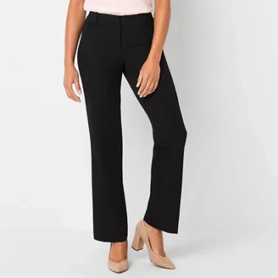 Liz Claiborne Audra Curvy Womens Tall Straight Mid Rise Trouser In Black