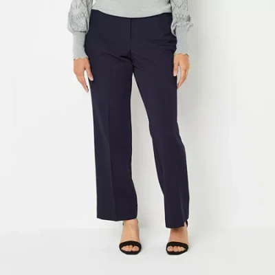 Liz Claiborne Audra Curvy Womens Tall Straight Mid Rise Trouser In Blue