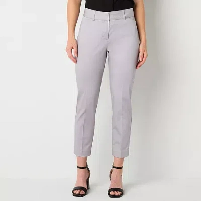 Liz Claiborne Emma Womens Tall Ankle Mid Rise Ankle Pant In Gray