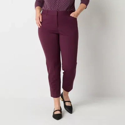 Liz Claiborne Emma Womens Tall Ankle Mid Rise Ankle Pant In Purple