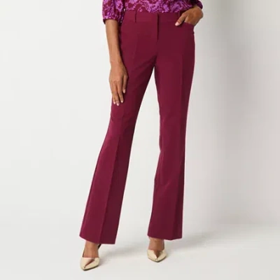 Liz Claiborne Audra Womens Tall Straight Mid Rise Trouser In Red