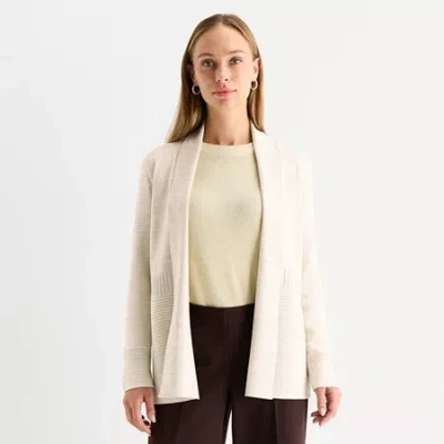 Liz Claiborne Womens Long Sleeve Open Front Tall Cardigan In Yellow