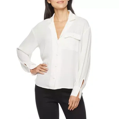 Worthington Womens Tall Cuffed Long Sleeve Regular Fit Button-down Shirt In White