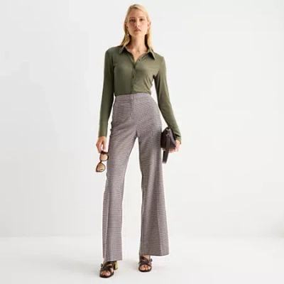 Worthington Womens Tall Fit And Flare Pant In Brown