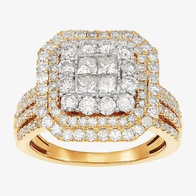 Fine Jewelry Limited Quantities! Womens 2 Ct. T.w. Natural White Diamond 10k Gold Cushion Engagement Ring In Transparent