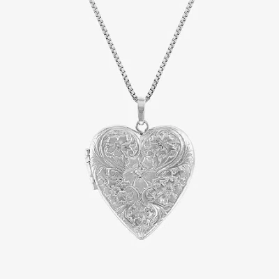 Fine Jewelry Limited Quantities! Womens White Diamond Sterling Silver 18 Inch Locket Necklace In Transparent