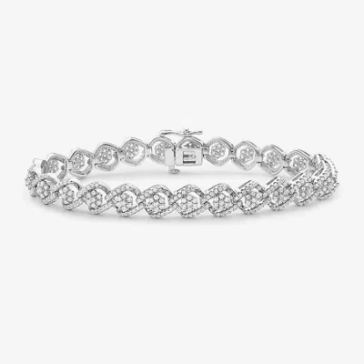 Fine Jewelry Limited Quantities! Womens 3 Ct. T.w. Natural White Diamond 10k White Gold Tennis Bracelet In Transparent
