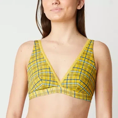 Arizona Body Organic Cotton V Neck Bralette In Yellow