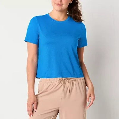Xersion Womens Everyday Crew Neck Short Sleeve T-shirt Tall In Blue
