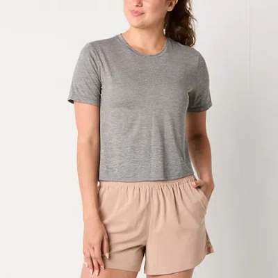 Xersion Womens Everyday Crew Neck Short Sleeve T-shirt Tall In Gray