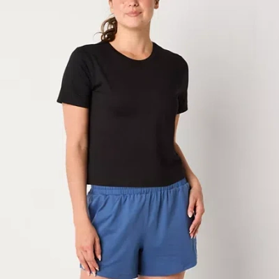 Xersion Womens Everyday Crew Neck Short Sleeve T-shirt Tall In Black