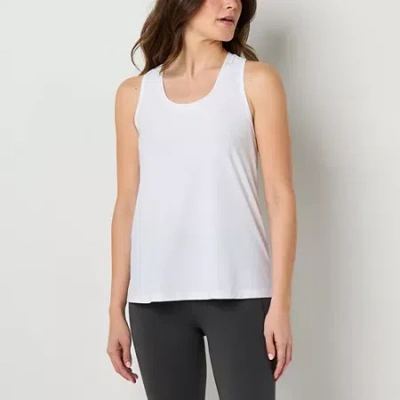 Xersion Womens U Neck Sleeveless Performance Tank Top Tall In White