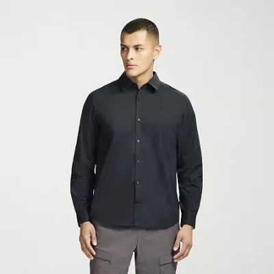 Messi Collection Mens Long Sleeve Regular Fit Button-down Shirt In Black