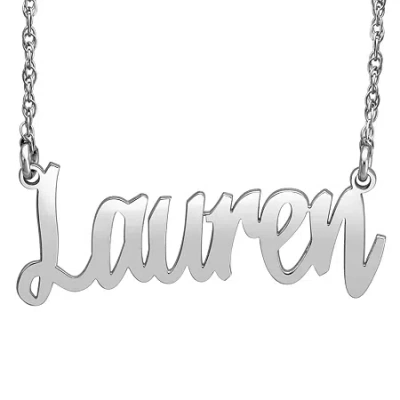 Fine Jewelry Personalized Womens 24k Gold Over Silver 18 Inch Name Necklace In White
