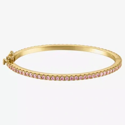 Fine Jewelry Girls 3 1/4 Ct. Lab Created Pink Cubic Zirconia 14k Gold Over Brass Bangle Bracelet In Gold