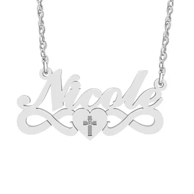 Fine Jewelry Womens Diamond Accent Natural White Diamond Sterling Silver 18 Inch Name Necklace In White
