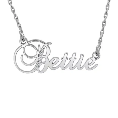 Fine Jewelry Womens White Diamond Accent Genuine Gold Personalized Pendant Necklace In White