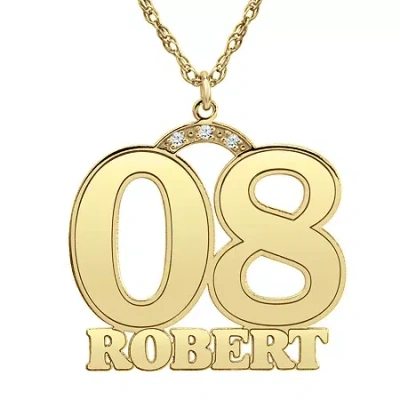 Fine Jewelry Womens White Diamond Accent Genuine Personalized Gold Pendant Necklace In Yellow
