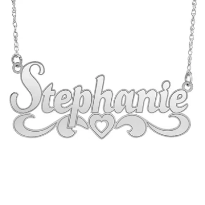 Fine Jewelry Womens 10k Gold 18 Inch Name Necklace In White