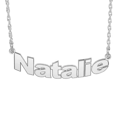 Fine Jewelry Womens 10k Gold 18 Inch Name Necklace In White