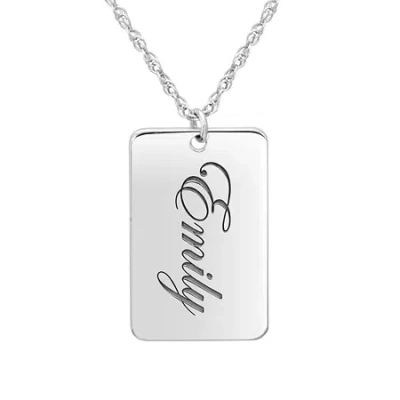 Fine Jewelry Womens 10k Gold 18 Inch Name Necklace In White