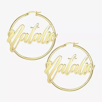 Fine Jewelry Womens 24k Gold Over Silver 45mm Hoop Earrings In Yellow