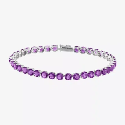 Fine Jewelry Limited Quantities! Womens Genuine Purple Amethyst 14k White Gold 7 Inch Tennis Bracelet In Purple