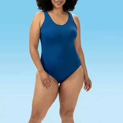 Dolfin Womens Easy-on + Easy-off One Piece Swimsuit In Blue