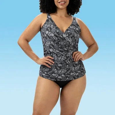 Dolfin Womens Easy-on + Easy-off Leaf One Piece Swimsuit In Multi