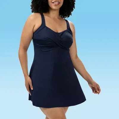 Dolfin Womens Easy-on + Easy-off One Piece Swimsuit In Blue