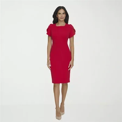 Marc New York Womens Short Sleeve Sheath Dress In Red