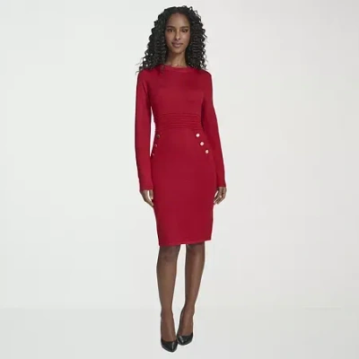 Marc New York Womens Long Sleeve Sheath Dress In Red