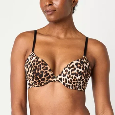 Ambrielle Plunge Push Up Bra In Brown