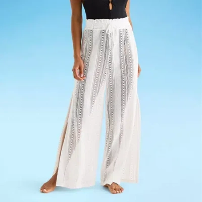 Mynah Womens Crochet Pants Swimsuit Cover-up In White