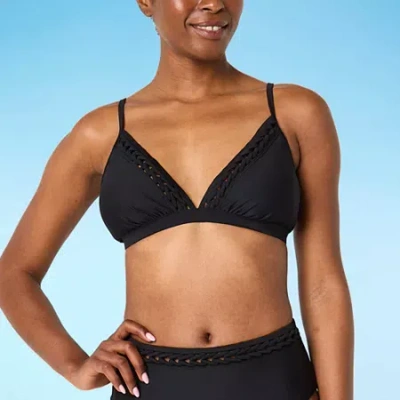 Mynah Triangle Bikini Swimsuit Top In Black