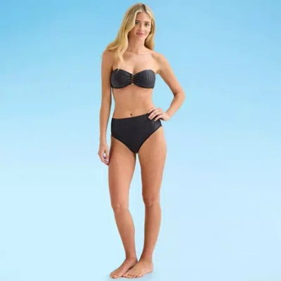 Mynah Womens Adjustable Straps Bandeau Bikini Swimsuit Top In Black