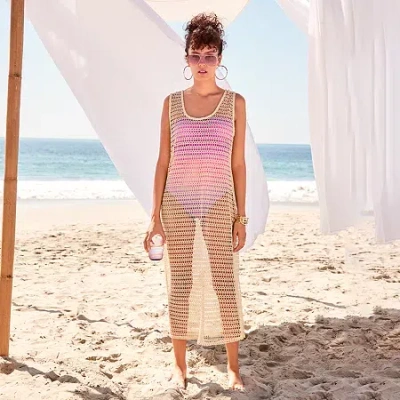 Mynah Womens Crochet Dress Swimsuit Cover-up In Sand