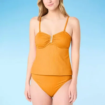 Mynah Womens Lined Tankini Swimsuit Top In Orange