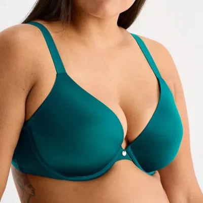 Ambrielle Plunge Push Up Bra In Green